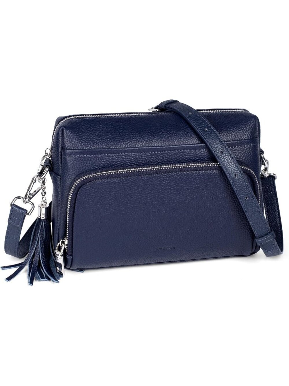 Women's Navy Genuine Leather Crossbody Bag Travel Purse with Built in Wallet